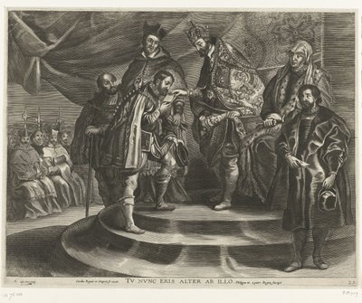 Troonsafstand van Karel V; 1635 yılında intocht van Ferdinand te Gent (bıçak 25) Charles kendini krallıklardan ve imparatorluklardan mahrum ediyor by Antony van der Does