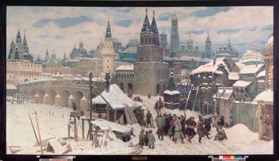 17. yüzyılda Moskova, Azizler Köprüsü - Appolinari Mikhaylovich Vasnetsov (1856-1933), tuval üzerine yağlı boya by Apollinari Mikhailovich Vasnetsov
