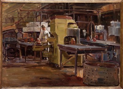 Reçel Fabrikası (kontrplak üzerine yağlıboya) by Arcangelo Salvarani