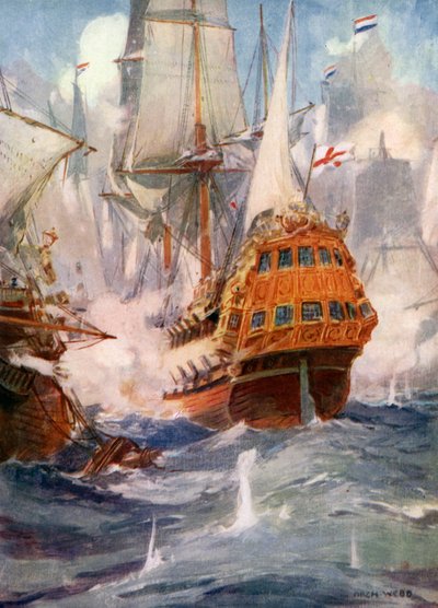 Robert Blake ve Amiral Van Tromp by Archibald Bertram (after) Webb