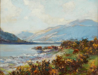 Sığır Sulamalı Yayla Sahnesi (tuval üzerine yağlı boya) by Archibald Kay