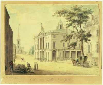 The Old Town Hall (Federal Hall) New York City, 1798 (grafit, wc, kalem ve kağıt üzerine mürekkep) by Archibald Robertson
