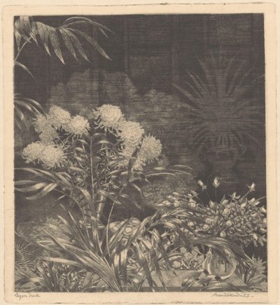 Vazolarda çiçekler ve tencerelerde bitkilerle iç mekan by Arend Hendriks (signed by artist)