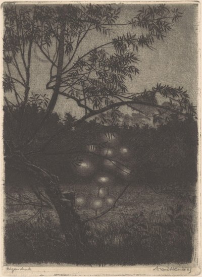 Aydınlık ağaçlı bahçe by Arend Hendriks (signed by artist)