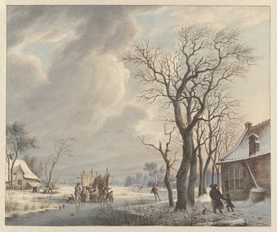 Buz eğlencesi ile kış manzarası by Arend van Glashorst jr.