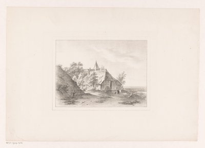 Çamaşırları beyazlatan kadınla köy kenarı by Arie Ketting de Koningh (attributed to)