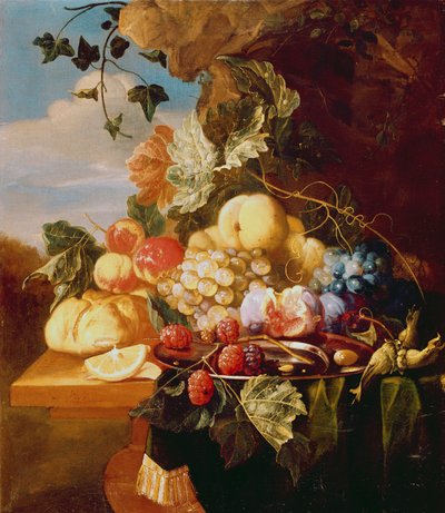 Meyve ve çiçeklerle natürmort by Arie de Vois