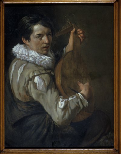 Ud Oyuncusu (bakır üzerine yağ) by Arie de Vois