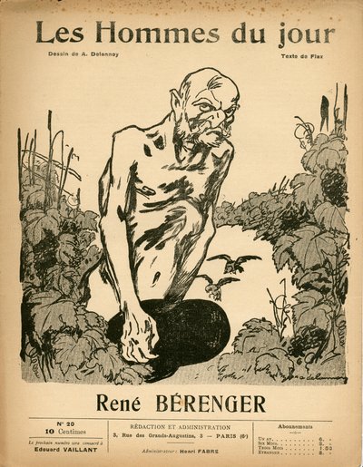 “Günün Adamları”nın Kapağı, Siyah Beyaz Hiciv, yakl. 1909: Sansür - Berenger Rene (1830-1915) - Çizim Aristide Delannoy (1874-1911) by Aristide Delannoy