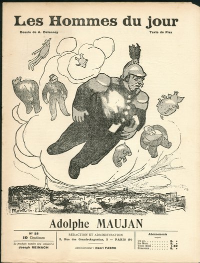 “Günün Adamları”nın kapağı, yakl. 1905 - Aristide Delannoy (1874-1911): Balonlar - Clemenceau George, Jaures Jean, Fallieres Armand (1841-1931), Maujan Adolphe (1853-1914) by Aristide Delannoy