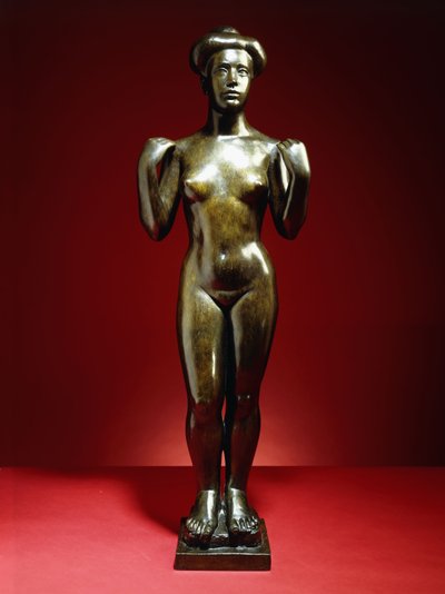 Yıkanan, Kolları Kaldırılmış; Baigneuse, aux Bras Leves, c.1900 (yeşil-kahverengi patinalı bronz) by Aristide Maillol