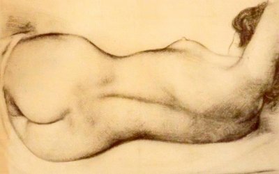 uzanmış çıplak bir kadın taslağını by Aristide Maillol