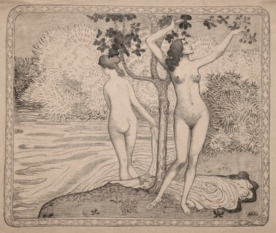 Su Kenarında Bir Ağacın Altında Yıkanan İki Kişi by Aristide Maillol