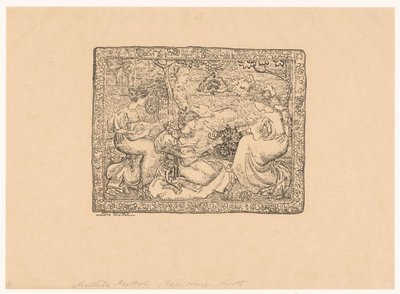 Bir manzarada dört müzik yapan kadınla duvar halısı Konser şampiyonu (orijinal adı) by Aristide Maillol