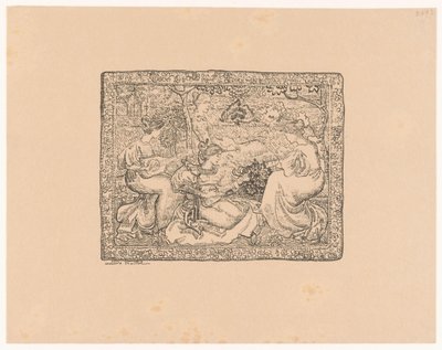 Bir manzarada dört müzik yapan kadınla duvar halısı Konser şampiyonu (orijinal adı) by Aristide Maillol