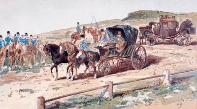 Bir Araba Atı üzerine monte edilmiş bir Postillion, 19. Yüzyıl, 1886 by Armand Jean Heins
