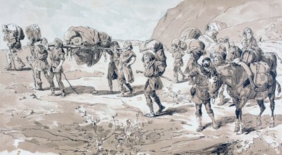Sırtlarında sepetler içinde mal taşıyan hamallar by Armand Jean Heins