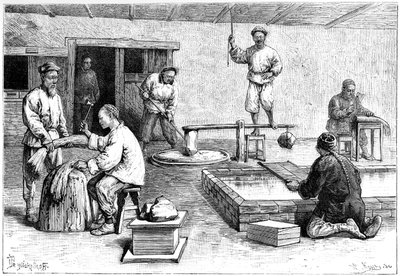 Bir kağıt fabrikası, Çin, 1895. by Armand Kohl