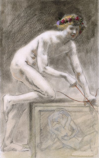 Eros (kağıt üzerinde kömür) by Armand Rassenfosse