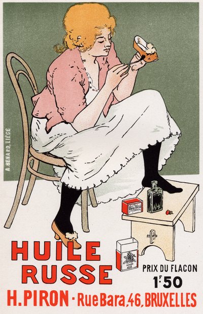 Yaşam tarzı. moda. Rus yağı, ayakkabı tamiri. Poster Armand Rassenfosse, Belçika, 1895 dolayları (afiş) by Armand Rassenfosse