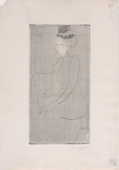Femme assise avec chapeau a tüyler (Tüylü şapkalı oturan kadın) c.1893 (gravür) by Armand Séguin