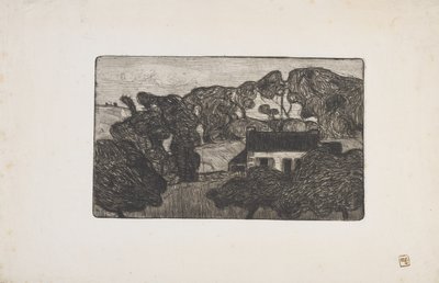 Ferme entouree d'arbres (Ağaçlarla çevrili çiftlik) 1893 (gravür) by Armand Séguin