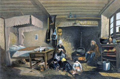 Royat'ta bir köylü evinin içi by Armand Theophile Cassagne