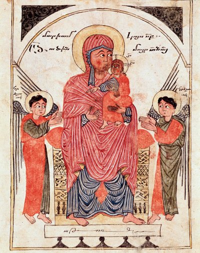 Bakire çocuk ve melekler, detay (resimli el yazması) by Armenian School