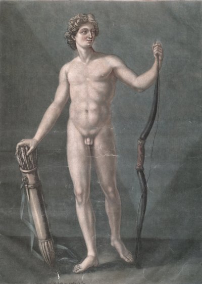 Apollo, ideal anatomi (mezzotint) by Arnauld Eloi Gautier D