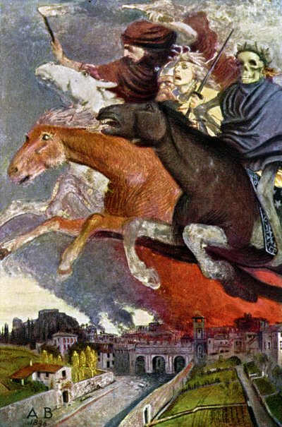 Savaş alegorisi, c.1910 (kartpostal) by Arnold Böcklin
