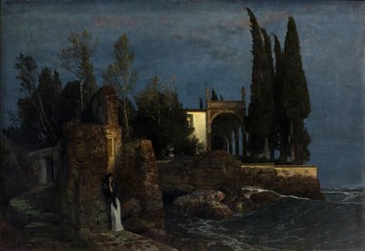 Deniz kenarında villa, yaklaşık 1877 (Tuval üzerine yağlıboya) by Arnold Bocklin