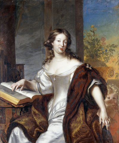 Beyaz elbiseli ve kürklü pelerinli, dörtte üç boyunda oturan bir Hanımefendinin Portresi, 169- by Arnold Boonen