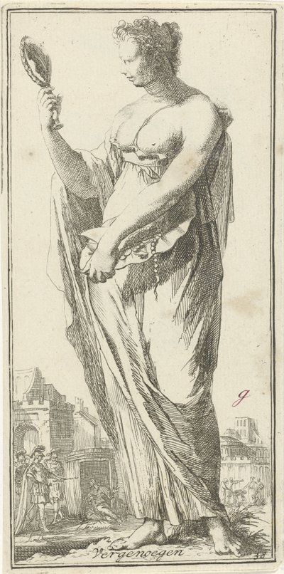 Memnuniyetin kişileştirilmesi Zevk (nesne üzerindeki başlık) Kırk bir parça, birkaç Sinne heykeli (seri başlığı) by Arnold Houbraken