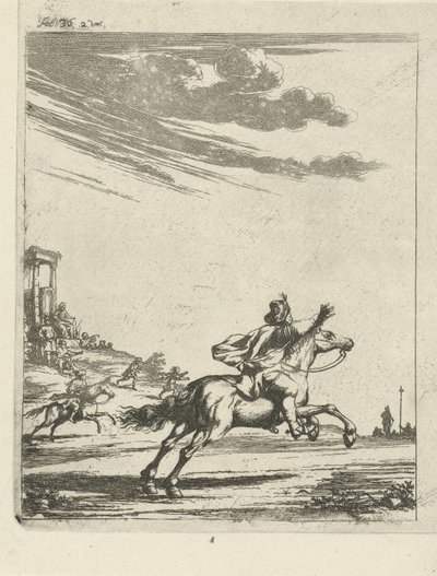 Bir manzarada biniciler by Arnold Houbraken