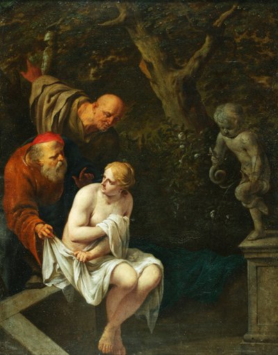 Susannah and the Elders (bakır üzerine yağlıboya) by Arnold Houbraken