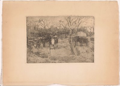 Ağaçlar ve inekler ile çayır by Arnold Koning