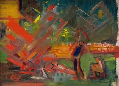 şenlik ateşi, 1940 dolayları (tuval üzerine yağlı boya) by Arnold Peter Weisz Kubincan