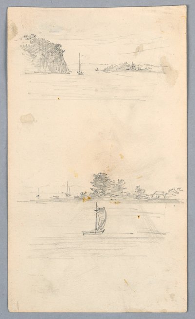 Yelkenli Yelkenli İki Eskiz by Arnold William Brunner