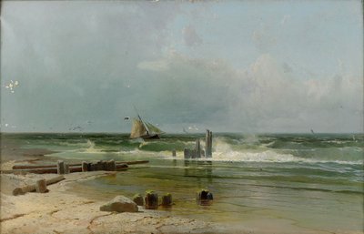 Sahilde bir yelkenli tekne, 1891 by Arseniy Ivanovich Meshchersky