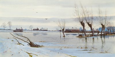 Sular Altında Nehir ile Kış Manzarası, 1889 (wc) by Arthur Anderson Fraser
