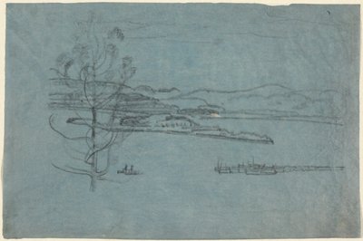 Rıhtımlı ve İki Tekneli Manzara by Arthur B. Davies
