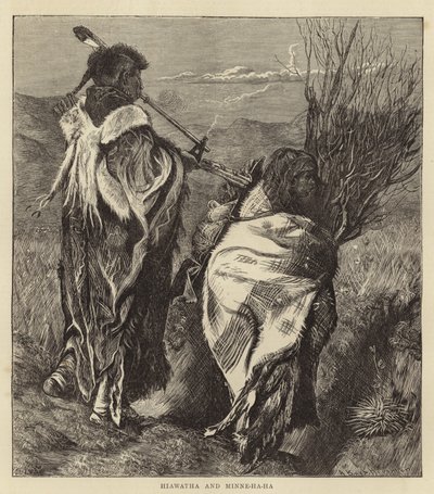 Hiawatha ve Minne-Ha-Ha (gravür) by Arthur Boyd (after) Houghton
