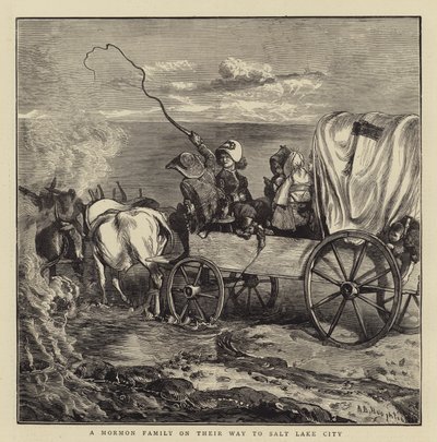 Salt Lake City yolunda bir Mormon Ailesi by Arthur Boyd Houghton