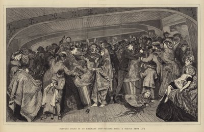Bir Göçmen Gemisinde Güverte Arası, Beslenme Zamanı, Hayattan Bir Eskiz by Arthur Boyd Houghton