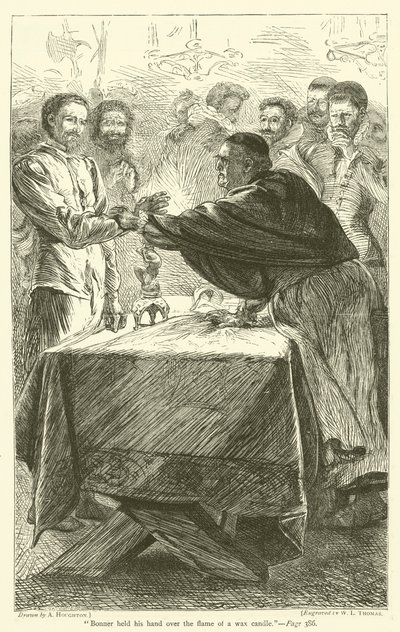 Bonner elini bir mum mumunun alevinin üzerine tuttu. by Arthur Boyd Houghton
