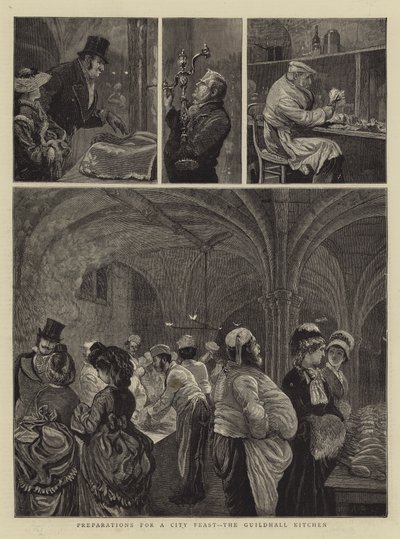 Bir Şehir Ziyafeti Hazırlıkları, Guildhall Kitchen by Arthur Boyd Houghton