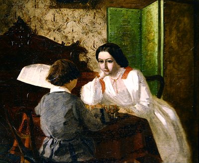 Sanatçının Abi ve Kız Kardeşi Oyun Kağıtları (tuval üzerine yağlı boya) by Arthur Boyd Houghton
