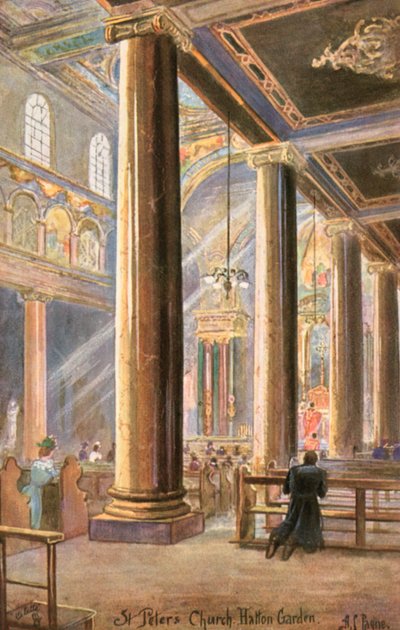 Aziz Peter İtalyan Kilisesi, Hatton Garden, Londra (renkli taş) by Arthur Charles (after) Payne