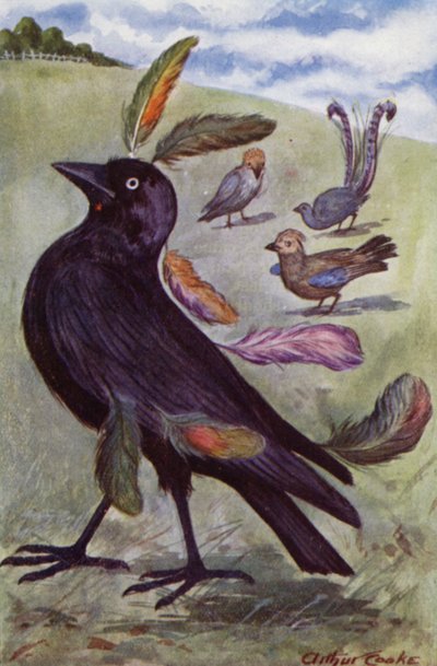 Ezop Masalları: Kibirli Küçük Karga (renkli taş) by Arthur Claude Cooke