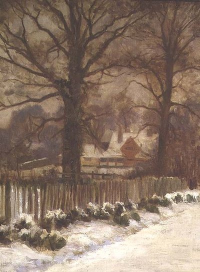 Karlı Bir Yolda Karaağaçlar (tuval üzerine yağlı boya) by Arthur Claude Cooke